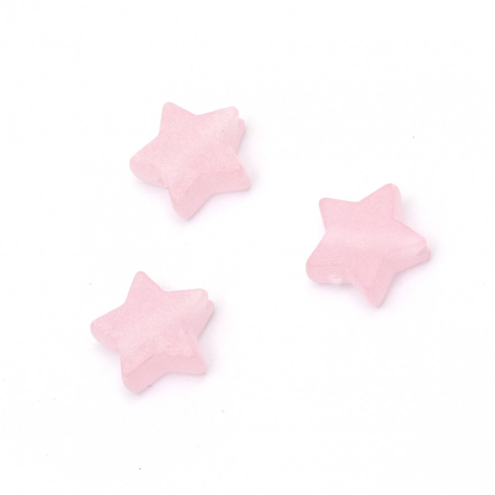 Acrylic Matte Star Bead, 10x11x4 mm, Hole: 2 mm, Pale Pink -20 grams ~87 pieces