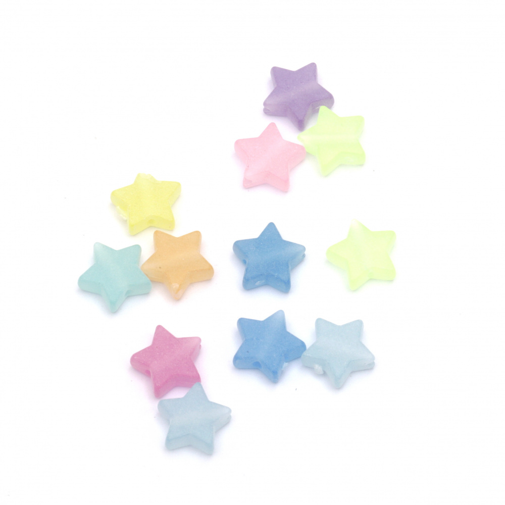 Transparent star-shaped bead, 10x11x4 mm, hole 2 mm, matte MIX - 20 grams ~87 pieces