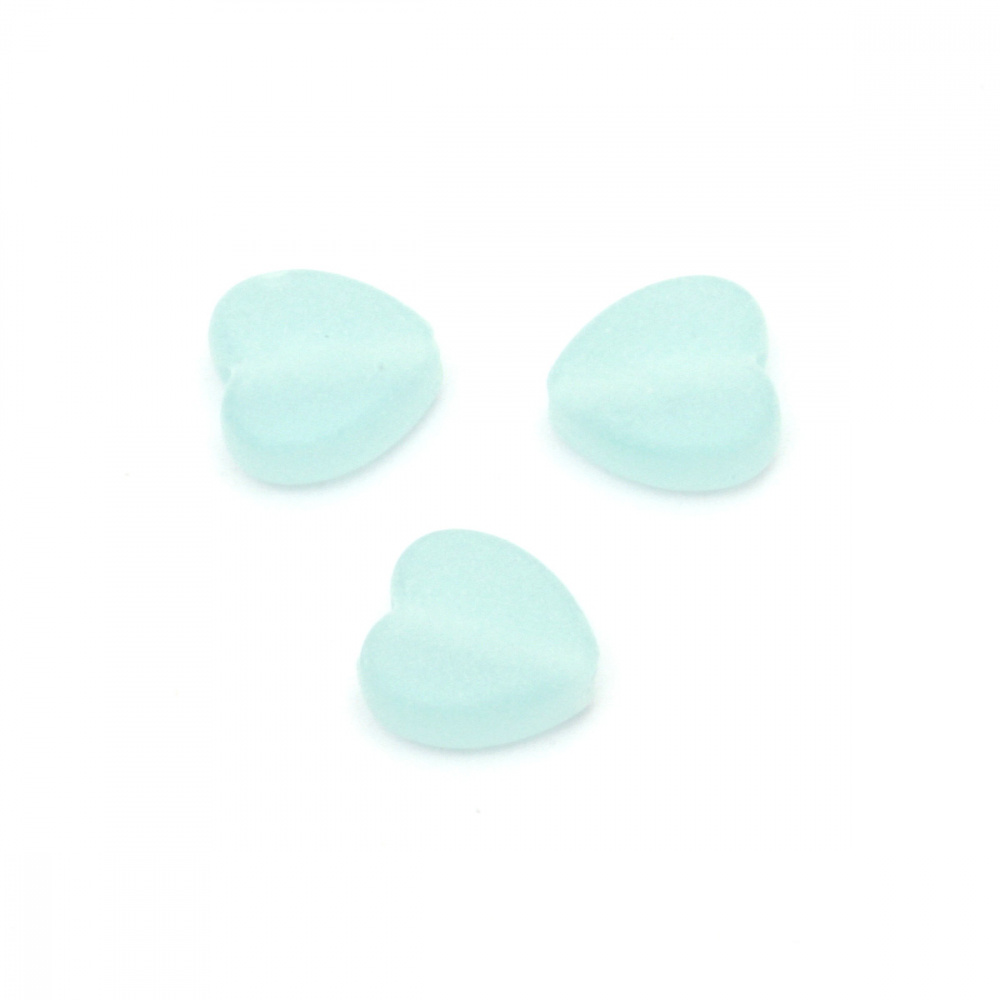 Transparent Matte Heart Bead, 9x8.5x4 mm, Hole: 2 mm, Pale Blue -20 grams ~ 125pieces