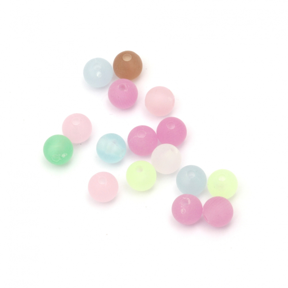 Transparent matte bead, 6 mm, hole 1.5 mm, MIX - 20 grams ~200 pieces