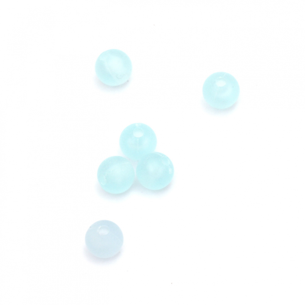 Transparent matte blue beads, 6 mm in size with a 1.5 mm hole - 20 grams, approximately 200 pieces