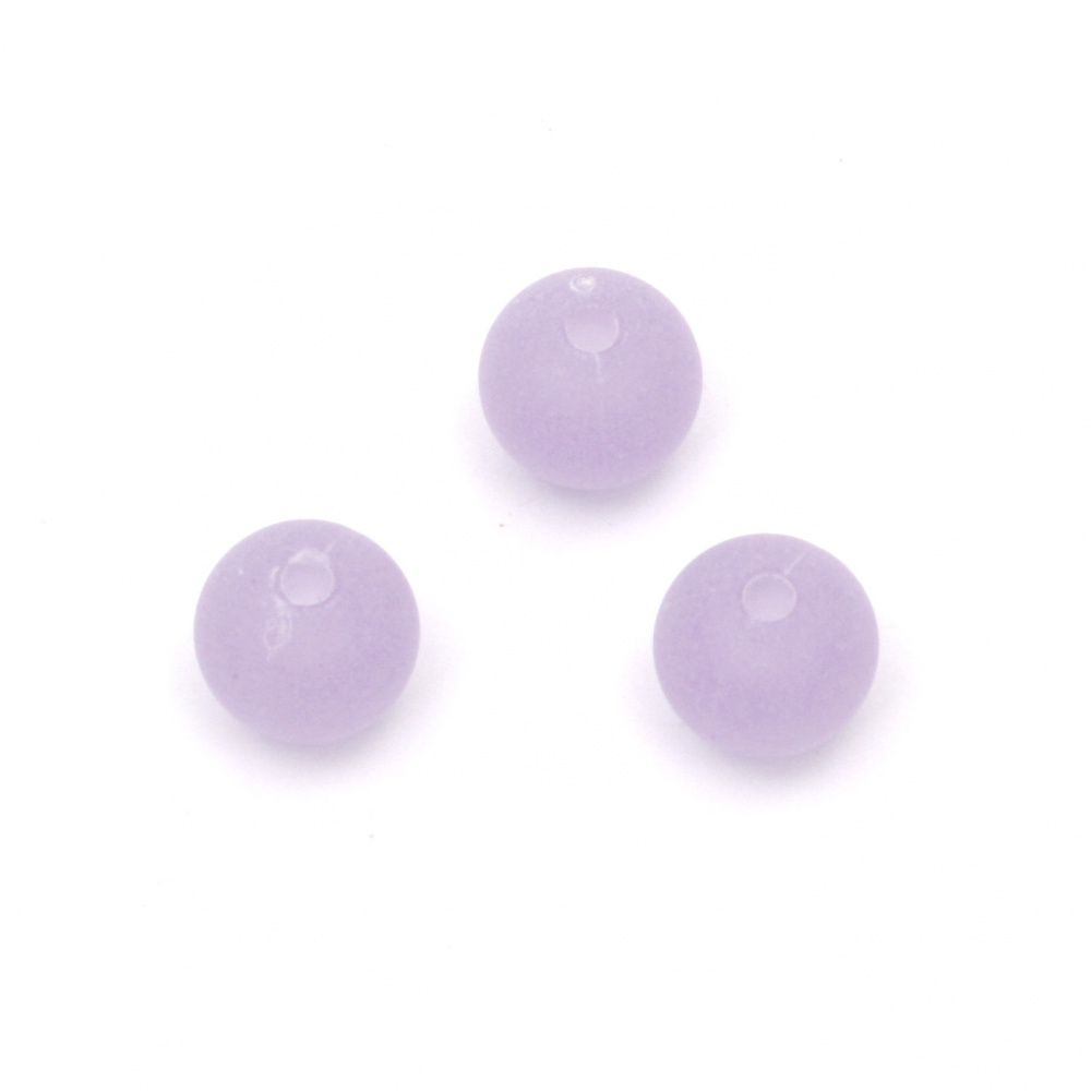 Plastic Matte Ball-shaped Bead, 6 mm, Hole: 1.5 mm, Pastel Purple -20 grams ~ 200 pieces