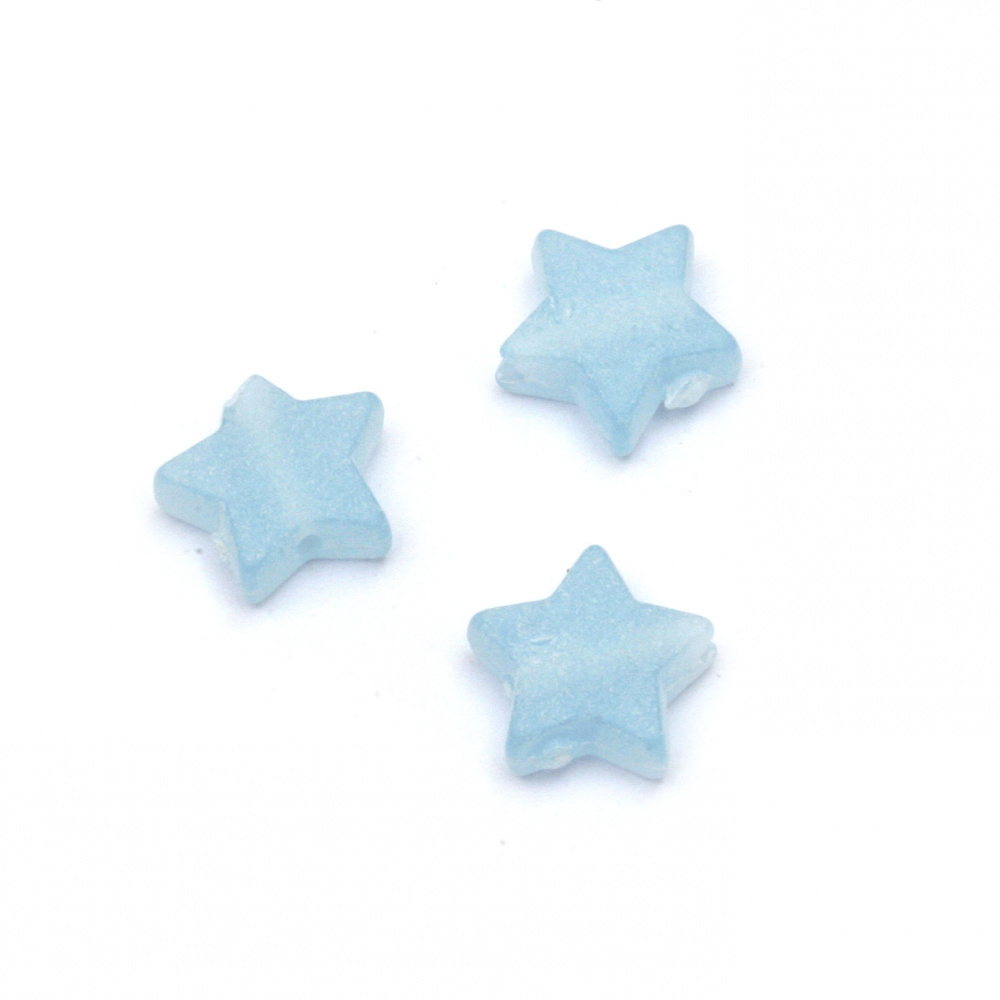Transparent Frosted Acrylic Star Bead, 10x11x4 mm, Hole: 2 mm, Pale Blue -20 grams ~ 87 pieces