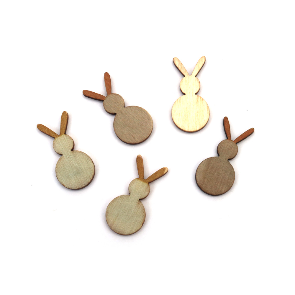 Unfinished Wooden Bunny Shape  for Decoration 17x35x2.5 mm - 10 pieces