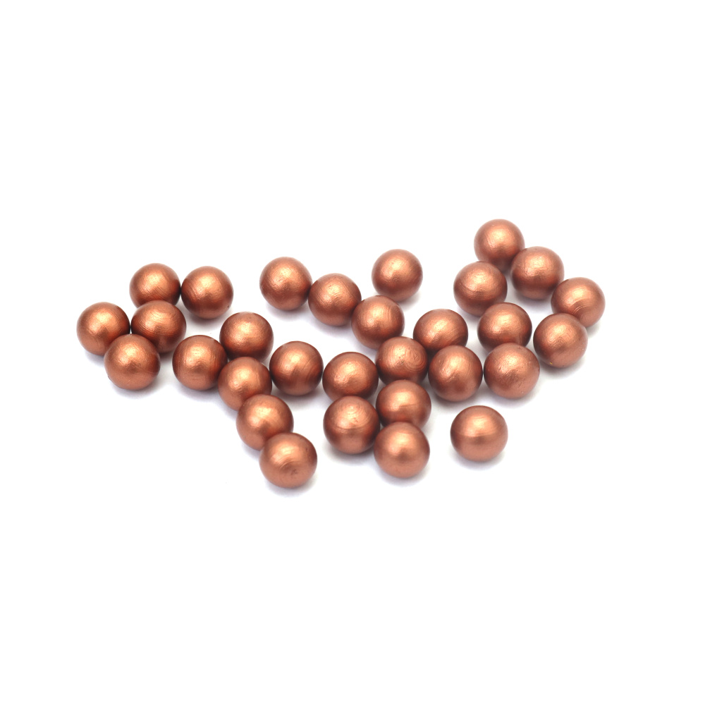 Wooden Pearl Balls 8 mm, Without Hole, Copper Color - 50 pieces