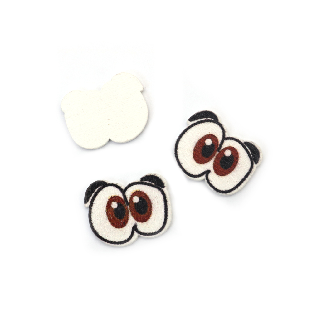 Figurină ochi din lemn 22x18x1.5 mm culoare maro - 20 bucăți