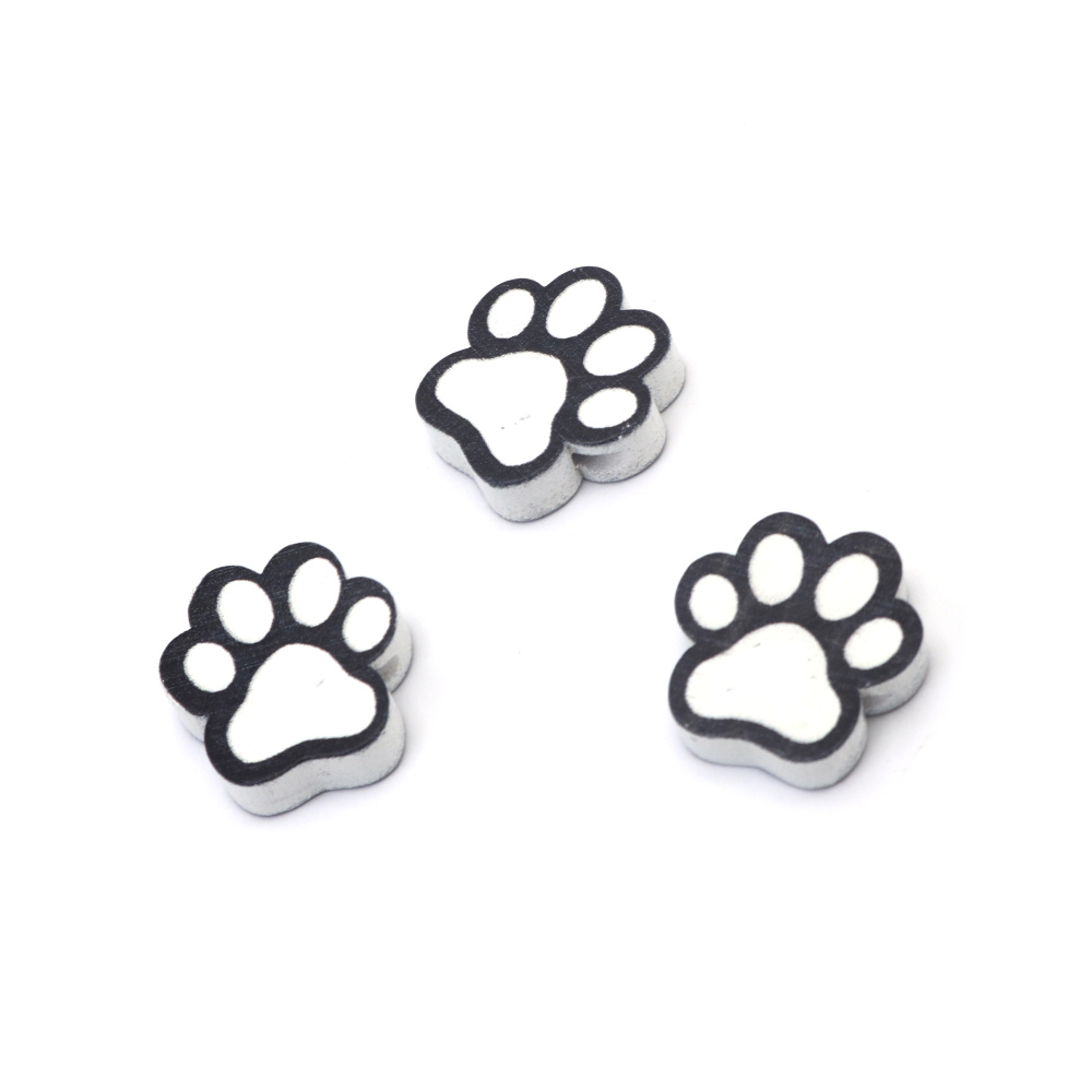 Mărgele de lemn tip labă 19x20x5.5 mm gaură 2 mm culoare alb și negru - 5 bucăți