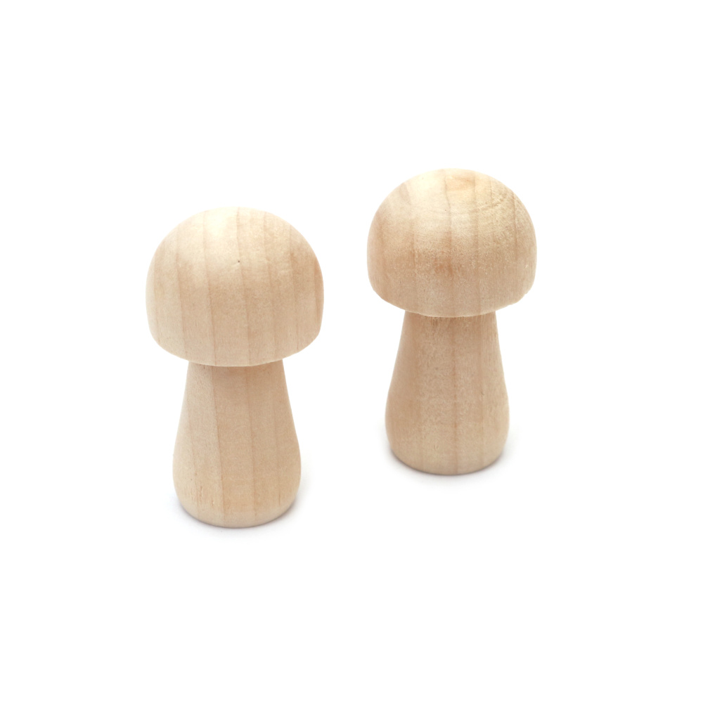Figurina ciuperca lemn 25x46 mm culoare lemn - 2 bucati 