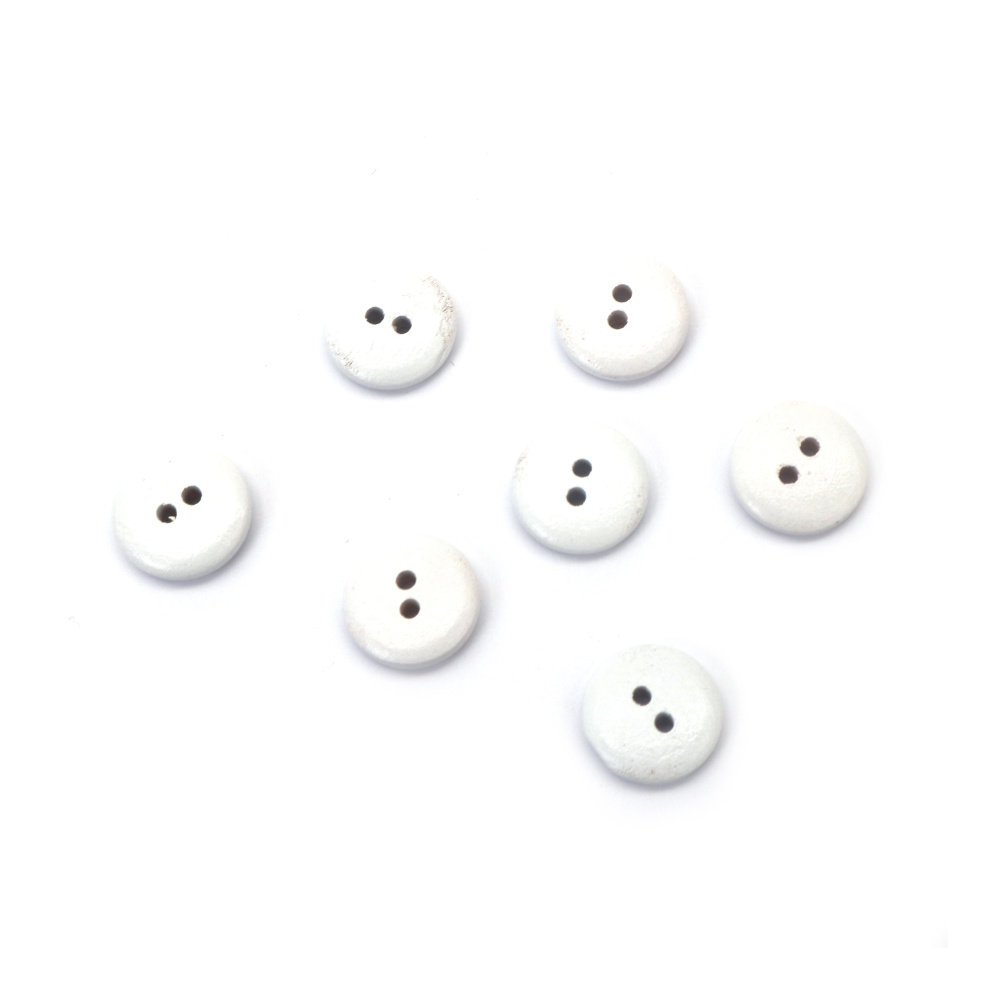 Nasture din lemn 15x4 mm gaură 1,5~2 mm culoare alb - 20 bucăți