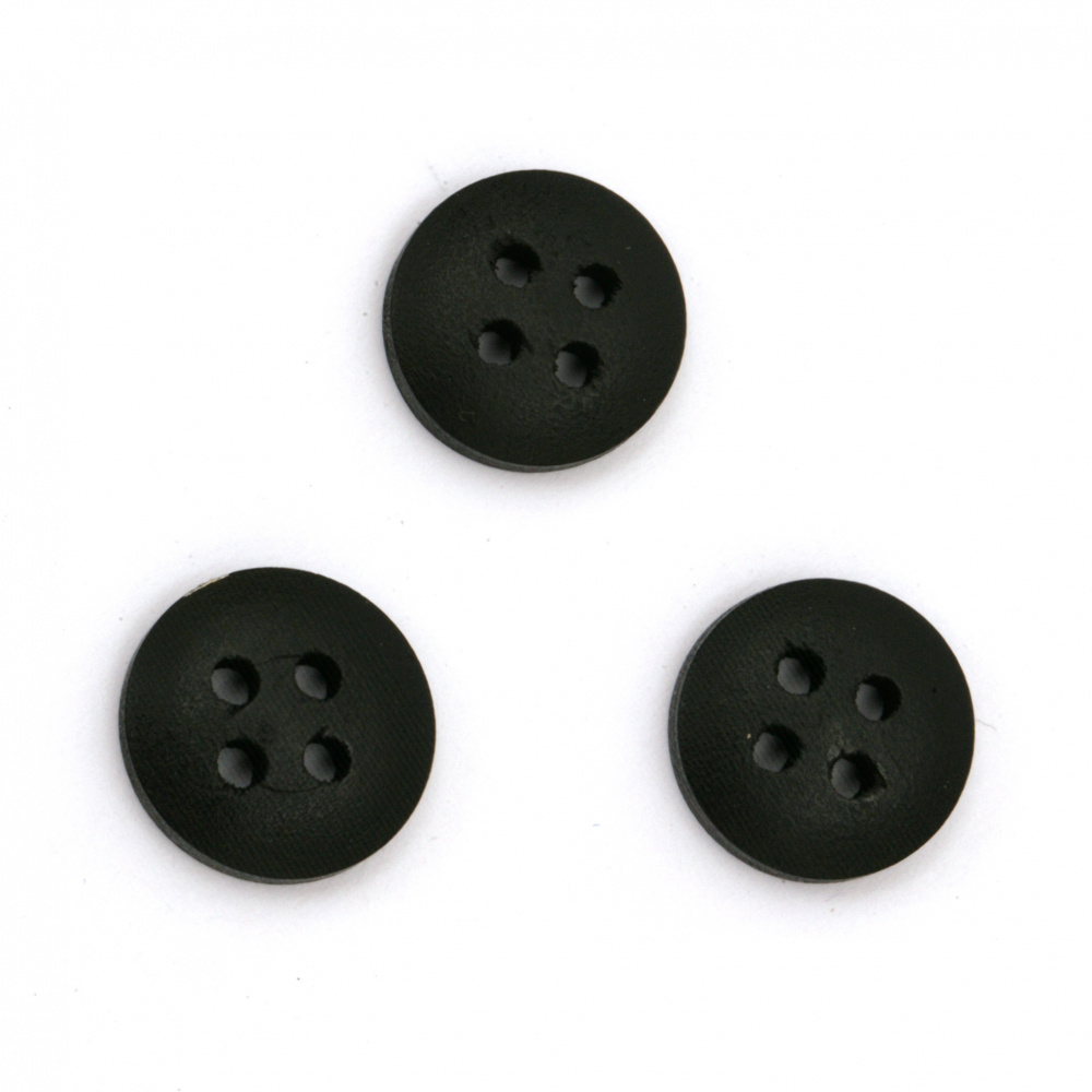 Round Wooden Button with Inscription, 13x3.5 mm, Holes: 2 mm -10 pieces