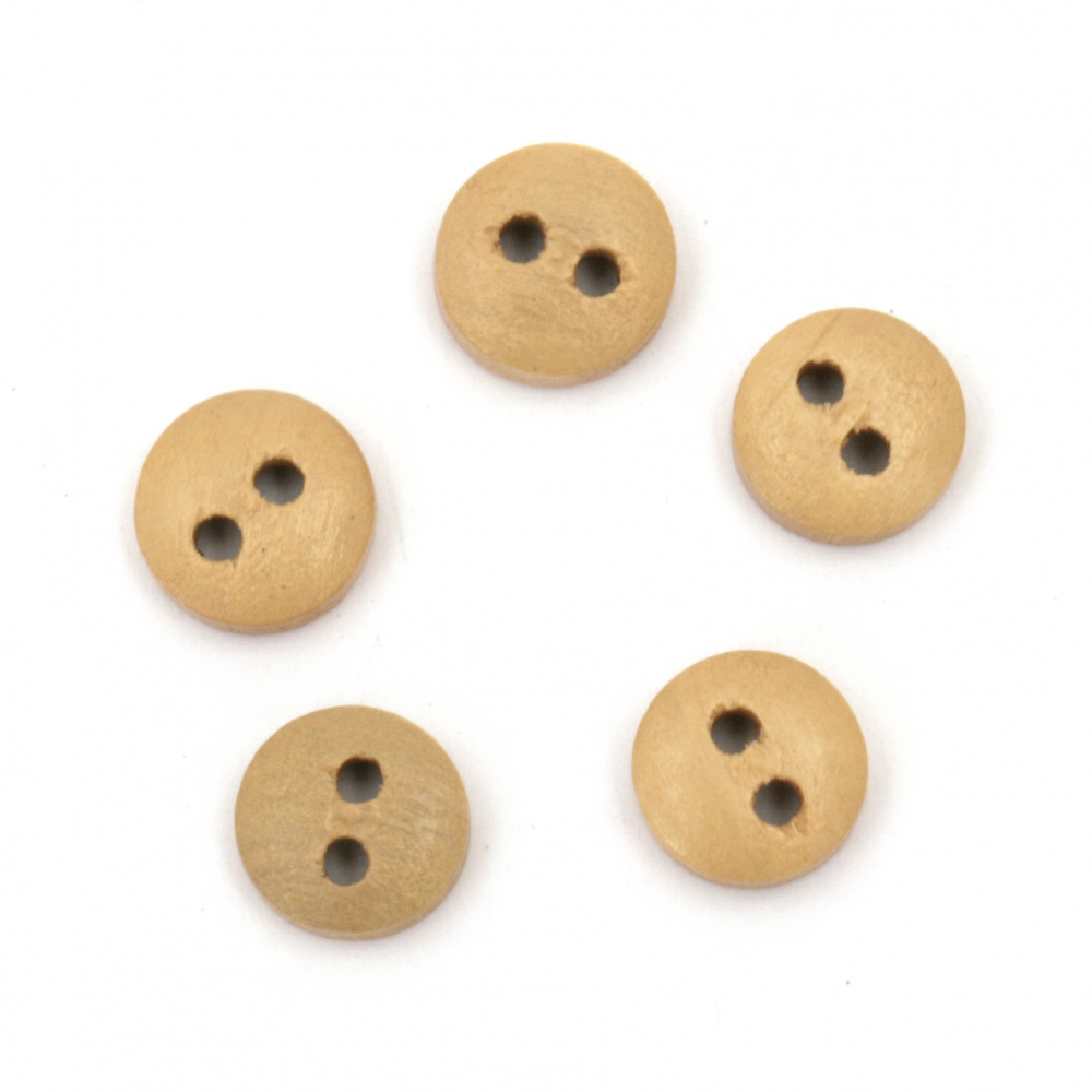 Natural Wooden Button with Letters, 9x3 mm, Holes: 2 mm -20 pieces