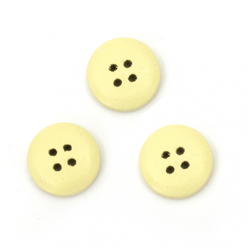 Natural Wooden Button, 15x4 mm, Holes: 1.5 mm, Light Yellow -10 pieces