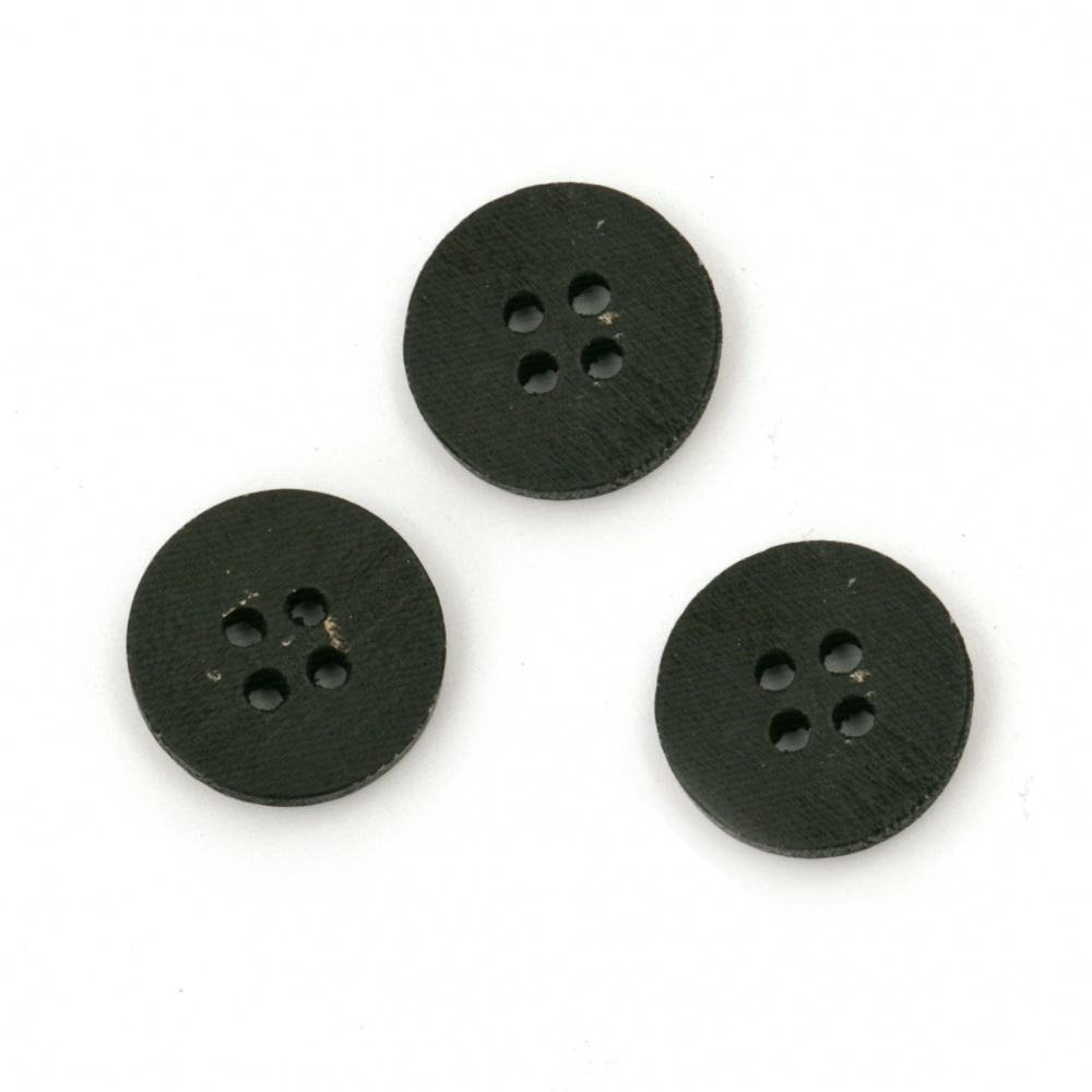 Natural Wooden Button with Black, 15x4 mm, Hole: 2 mm  -10 pieces