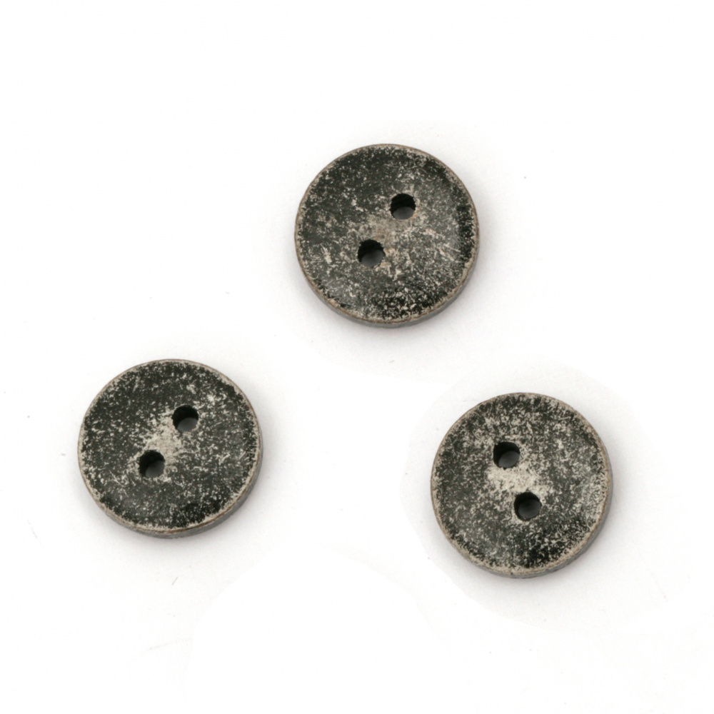 Round Painted Wooden Button, 13x4 mm, Holes: 2 mm -10 pieces