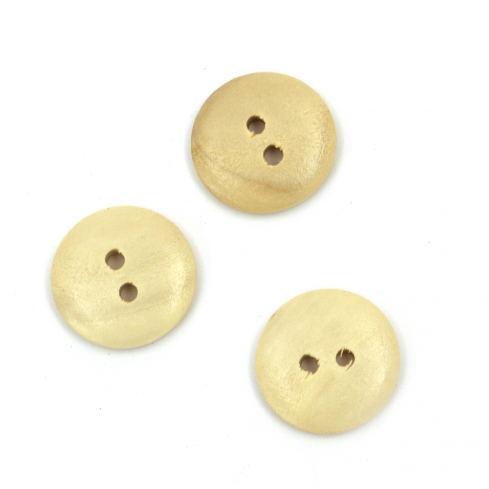 Natural Wooden Button, 20x4 mm, Hole: 2 mm -10 pieces