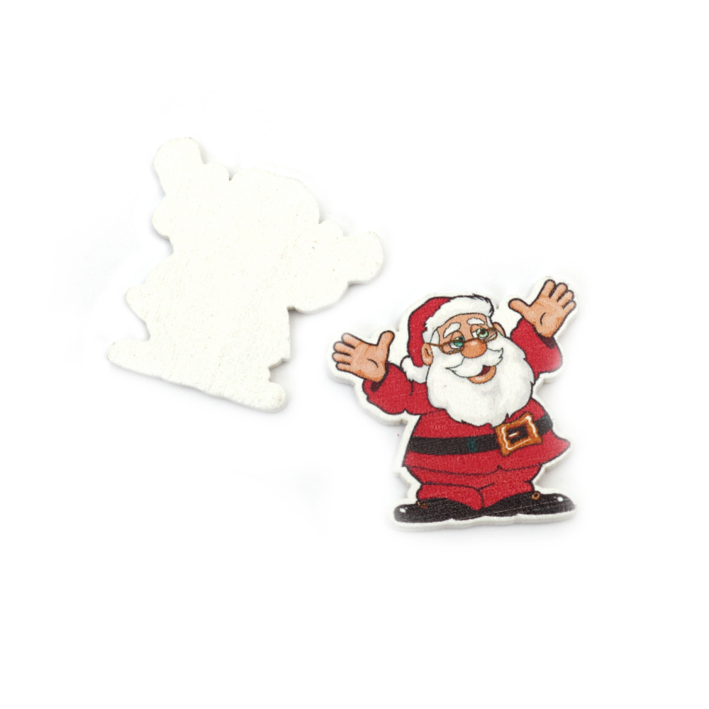 Santa Claus Wooden Shapes for Christmas Decoration / 33x35x2 mm - 10 pieces