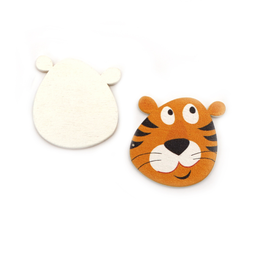 Cute Colored Wood Shape for Children Accessories and Decorations / 31x30x2 mm - 10 pieces