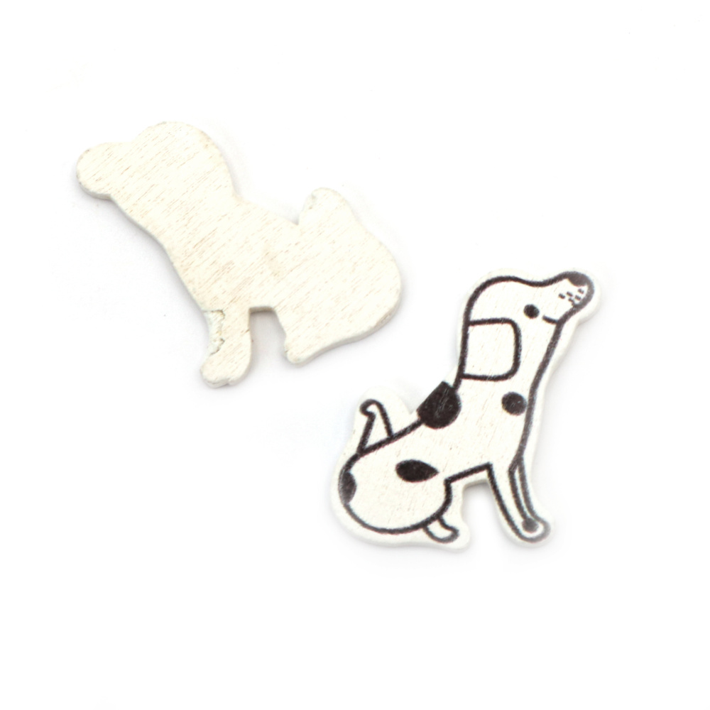 Cute Wooden Dog Shape / 33x27x2 mm - 10 pieces