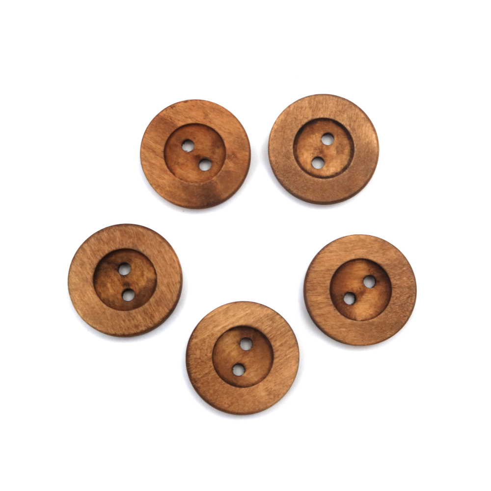 Natural Round Wooden Buttons /  23x4 mm, Hole: 2 mm - 10 pieces