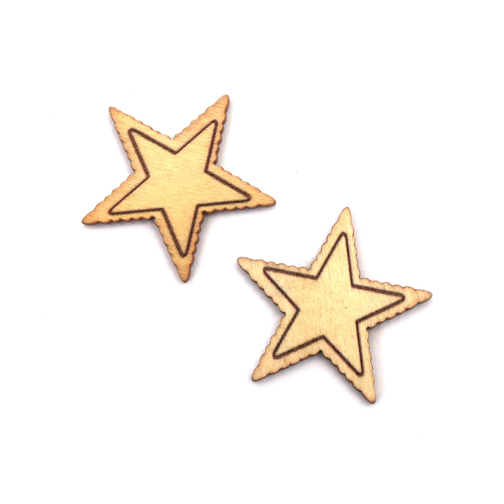 Wooden Star Cutout / 35x2.5 mm  - 10 pieces