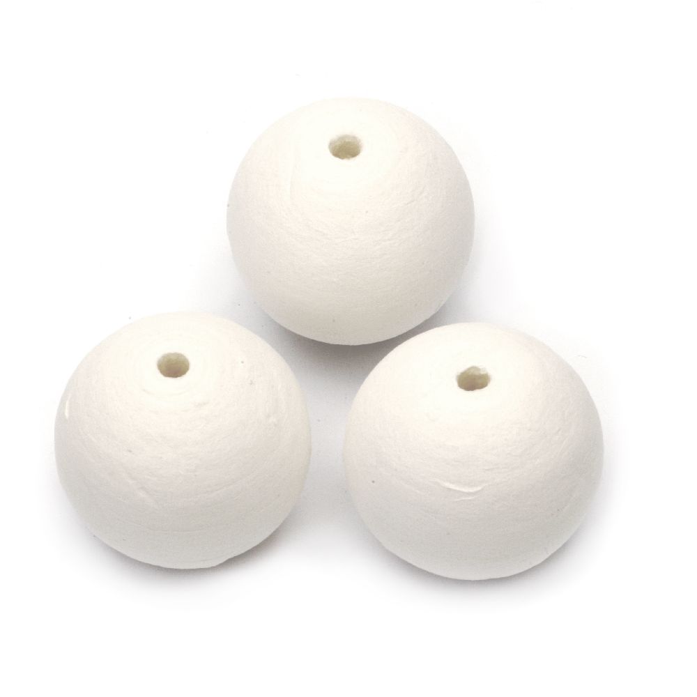 Spun Cotton Ball for Handmade Accessories, 50 mm, Hole: 6 mm - 5 pieces