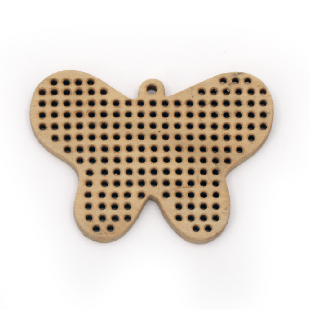Wooden Pendant Butterfly base for embroidered jewelry 42x60x4 mm hole 2 mm - 2 pieces