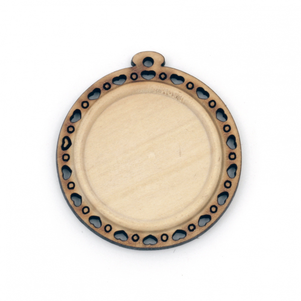 Wooden base for pendant 40x37x5 mm tile 25 mm hole 1.5 mm color wood -2 pieces