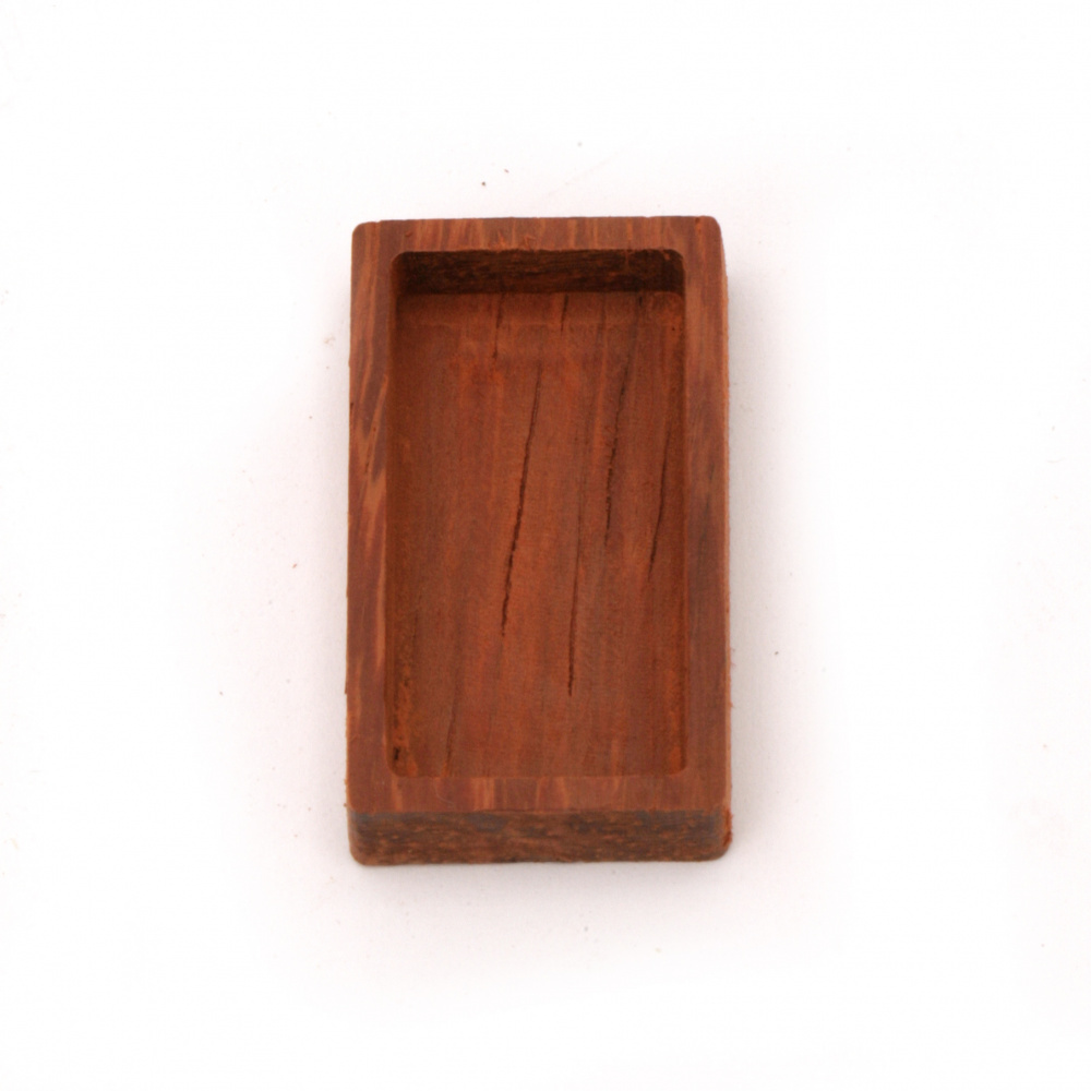 Rectangular Wooden Pendant Base made of Solid Red Pear, 20x35x6 mm, 15x30 mm