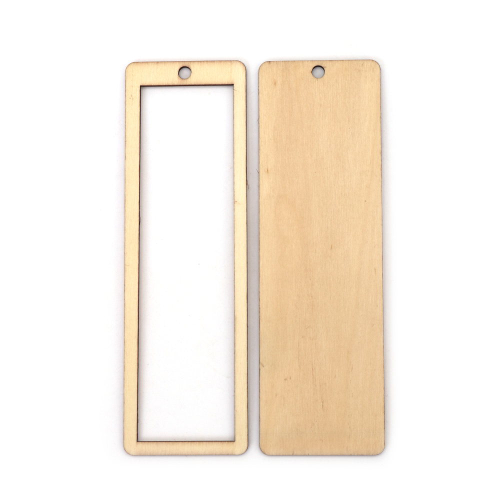 Semifabricat din lemn pentru separator de cărți, 2 bucăți, 50x160x2,5 mm, dimensiune internă 38x144x2,5 mm, gaură 5 mm, culoare lemn - 2 bucăți