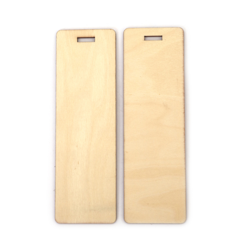 Separator de cărți din lemn 50x160x2.5 mm, gaură 14x3.5 mm, culoare lemn - 5 bucăți