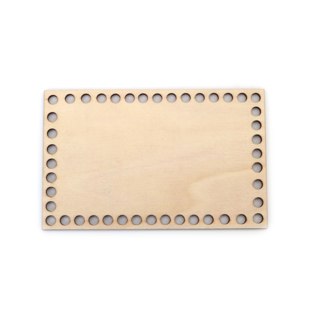 Bază din lemn pentru geantă sau coș dreptunghiular 190x120x4 mm, gaură 8 mm, culoare lemn