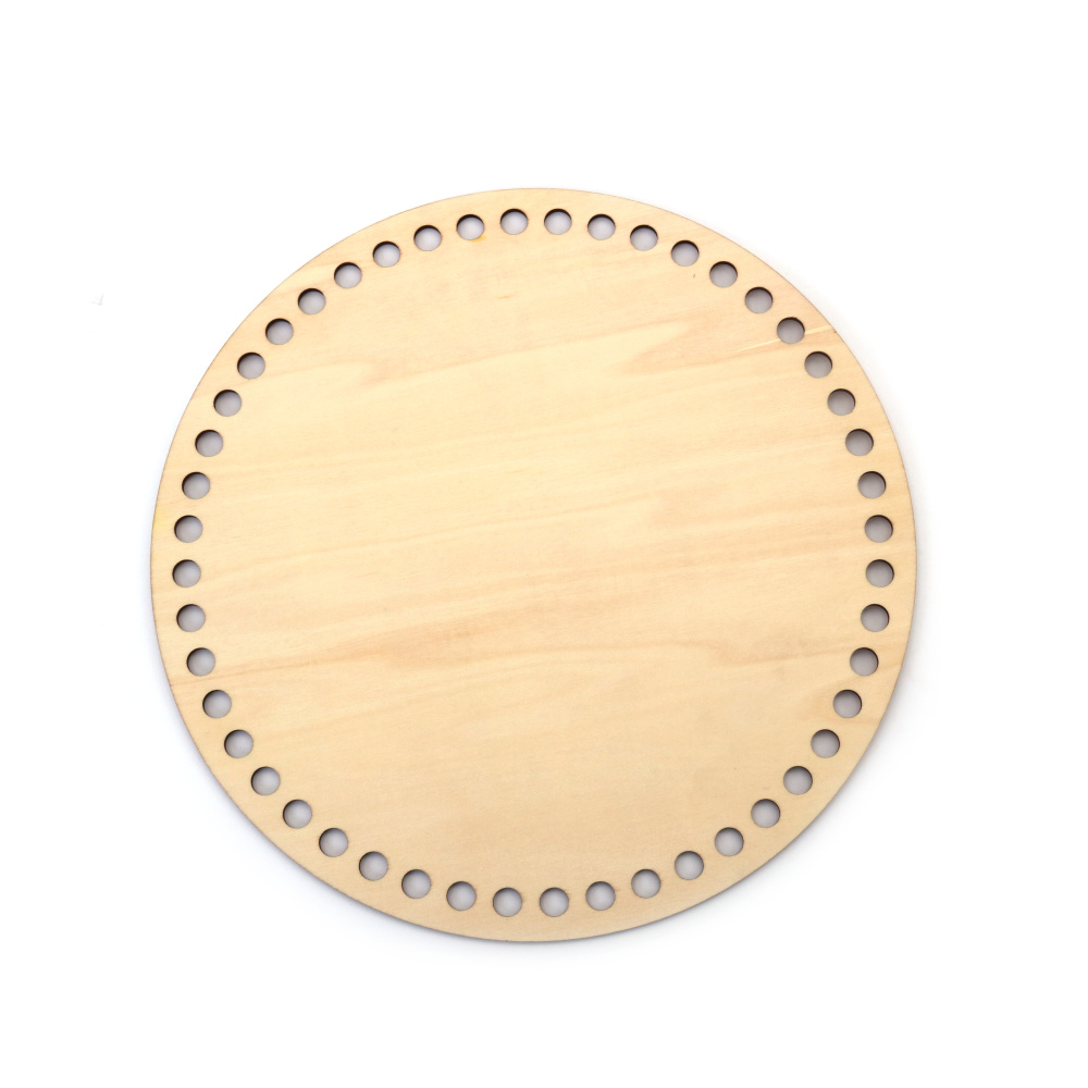 Bază din lemn pentru geantă sau coș rotund 250x4 mm, gaură 9 mm, culoare lemn