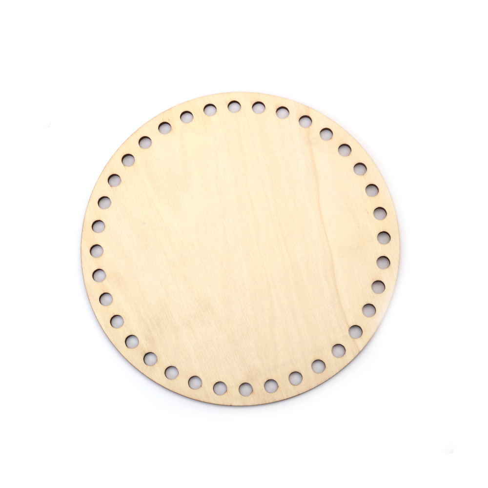 Bază din lemn pentru geantă sau coș rotund 200x4 mm, gaură 8 mm, culoare lemn