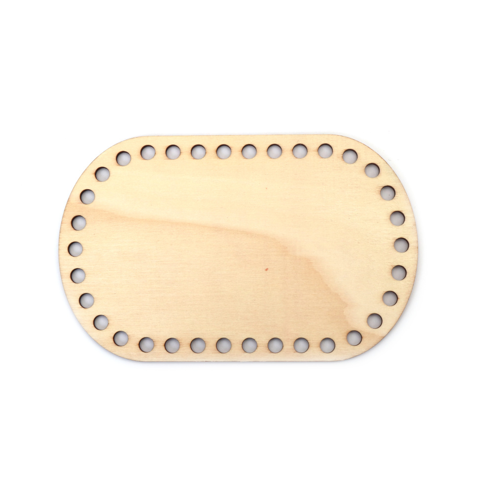 Bază din lemn pentru geantă sau coș oval 200x125x4 mm gaură 8 mm culoare lemn