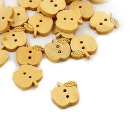 Apple wooden flat   button 15x15x3 mm hole 1.5 mm - 10 pieces
