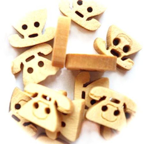 Phone wooden button 13x9x3 mm hole 1.5 mm - 10 pieces
