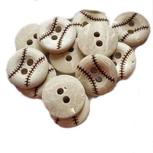Round wooden flat button 13x3mm, 1.5mm hole - 5 pieces