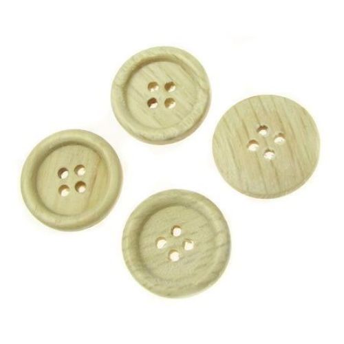 Round wooden flat button 18x4 mm hole 2 mm - 10 pieces