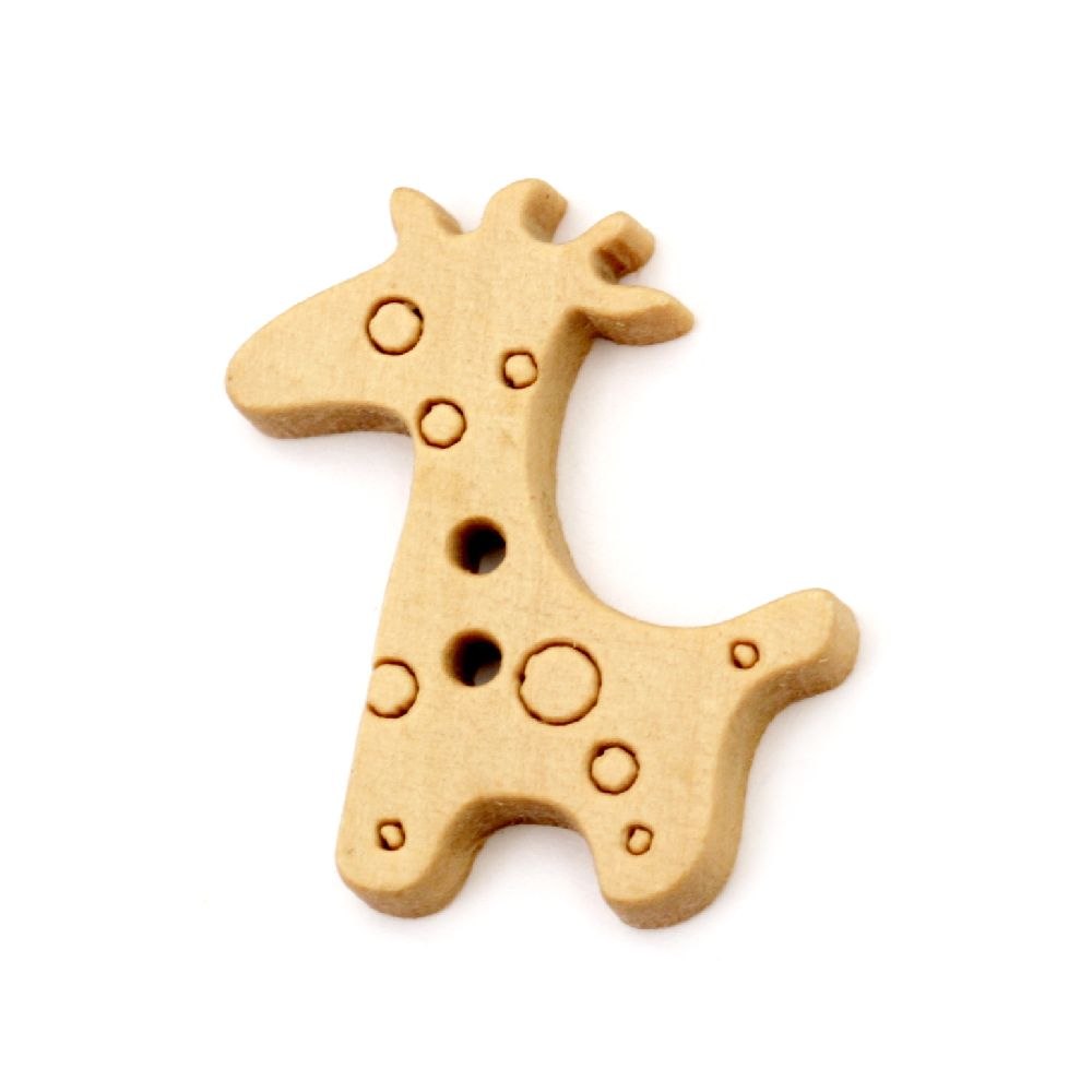 Giraffe wooden button 25x20x3 mm hole 1.5 mm - 10 pieces