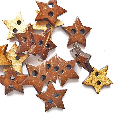 Star wooden  button 15 mm-5 pieces