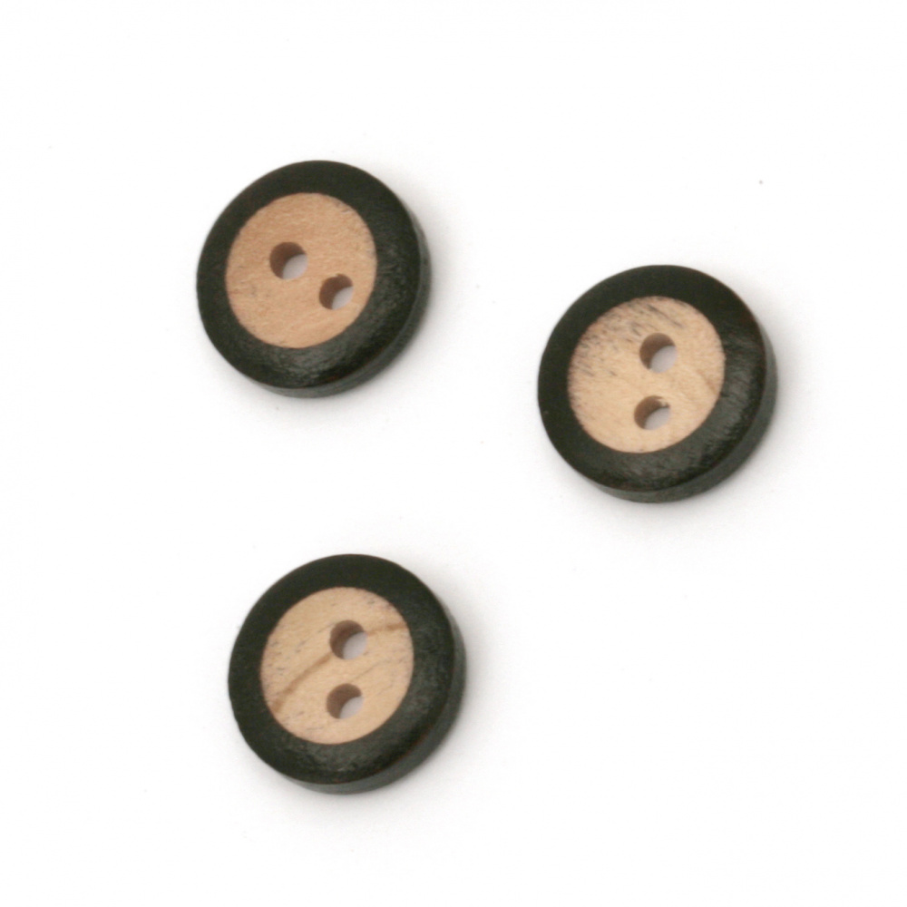 Wooden  Button  circle 12x3.5 mm hole 2 mm -10 pieces