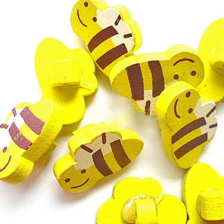 Bee wooden button 20x13 mm hole 1 mm - 5 pieces