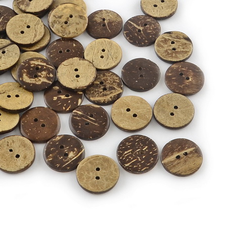 Coconut round flat button 20x3 mm hole 2 mm - 10 pieces