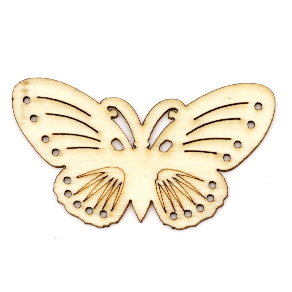 Wooden buttons butterfly 55 x 30 mm