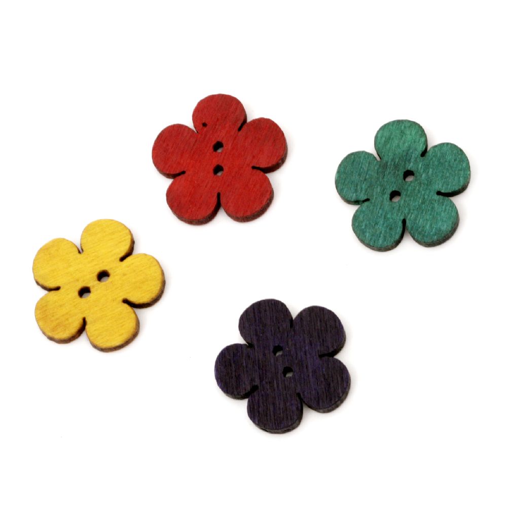 Button tree flower 20x2.5 mm hole 1.5 mm MIX -10 pieces