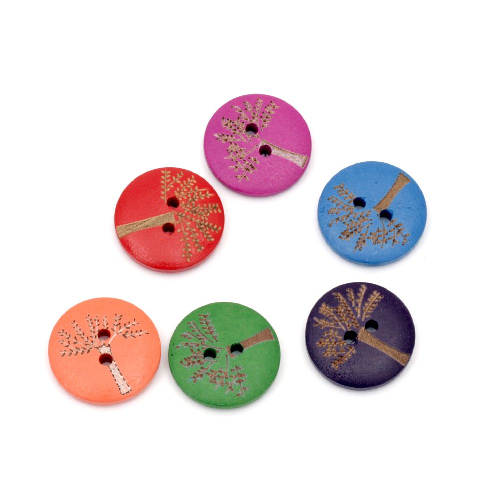 Wooden anchor button 20x4.5 mm hole 1.5 mm MIX -10 pieces