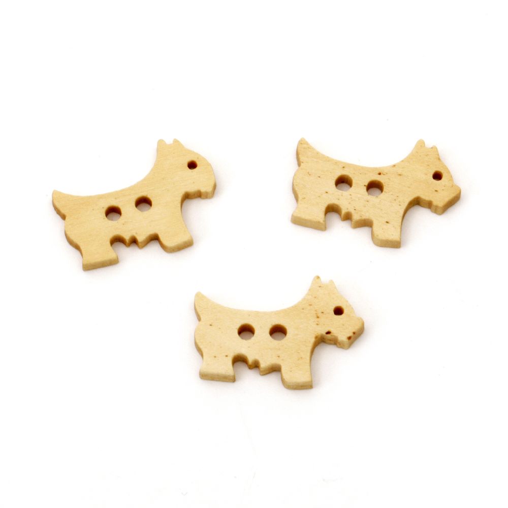 Dog shaped wooden button 16x25x3 mm hole 1.5 mm - 10 pieces