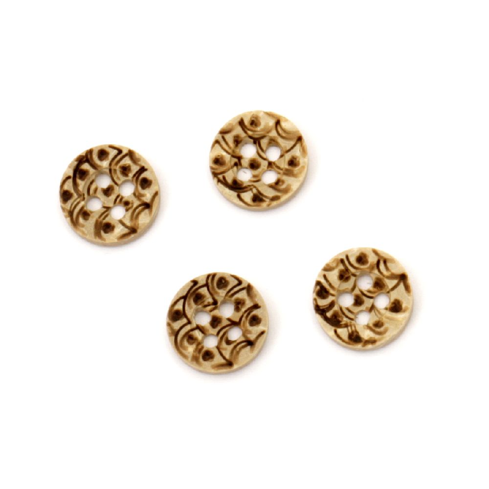 Coconut round flat button 10x2.5 mm hole 1 mm - 10 pieces