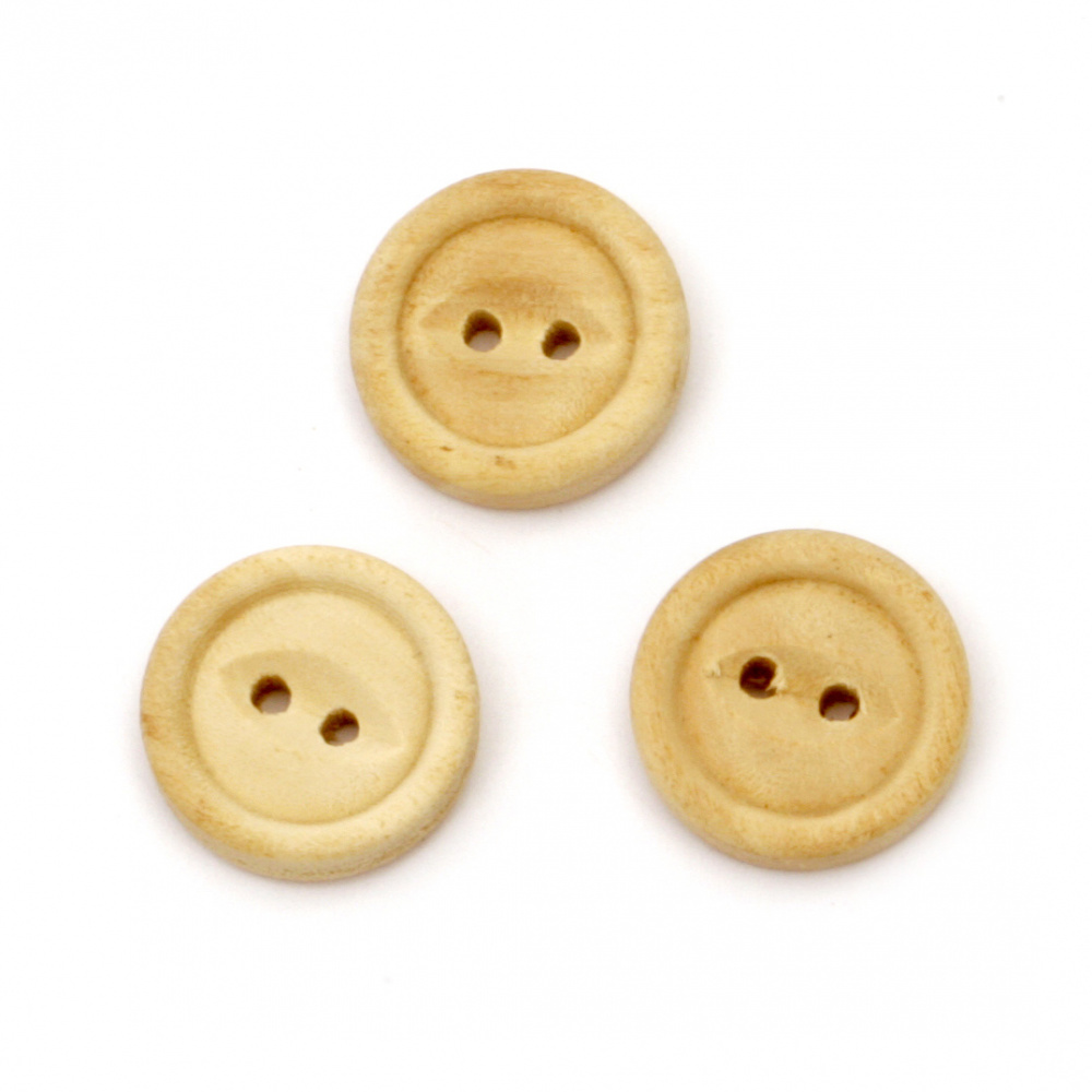 Wooden  button 15x4 mm hole 2 mm -10 pieces