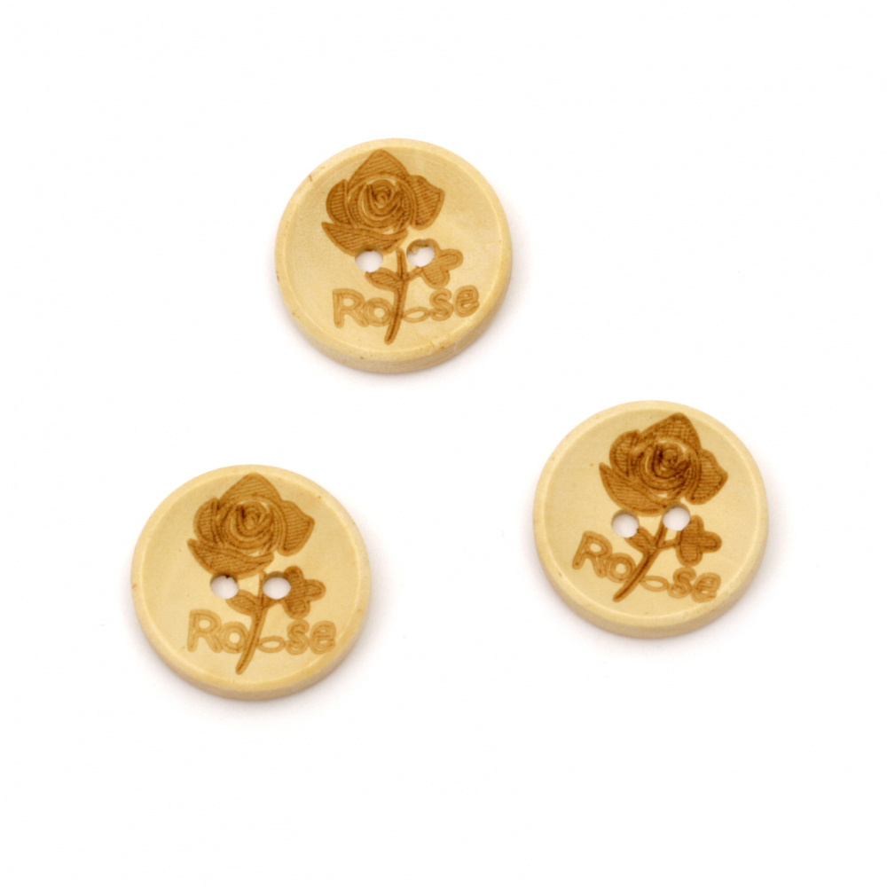 Round wooden flat button 20x20x4 mm hole 2 mm - 10 pieces